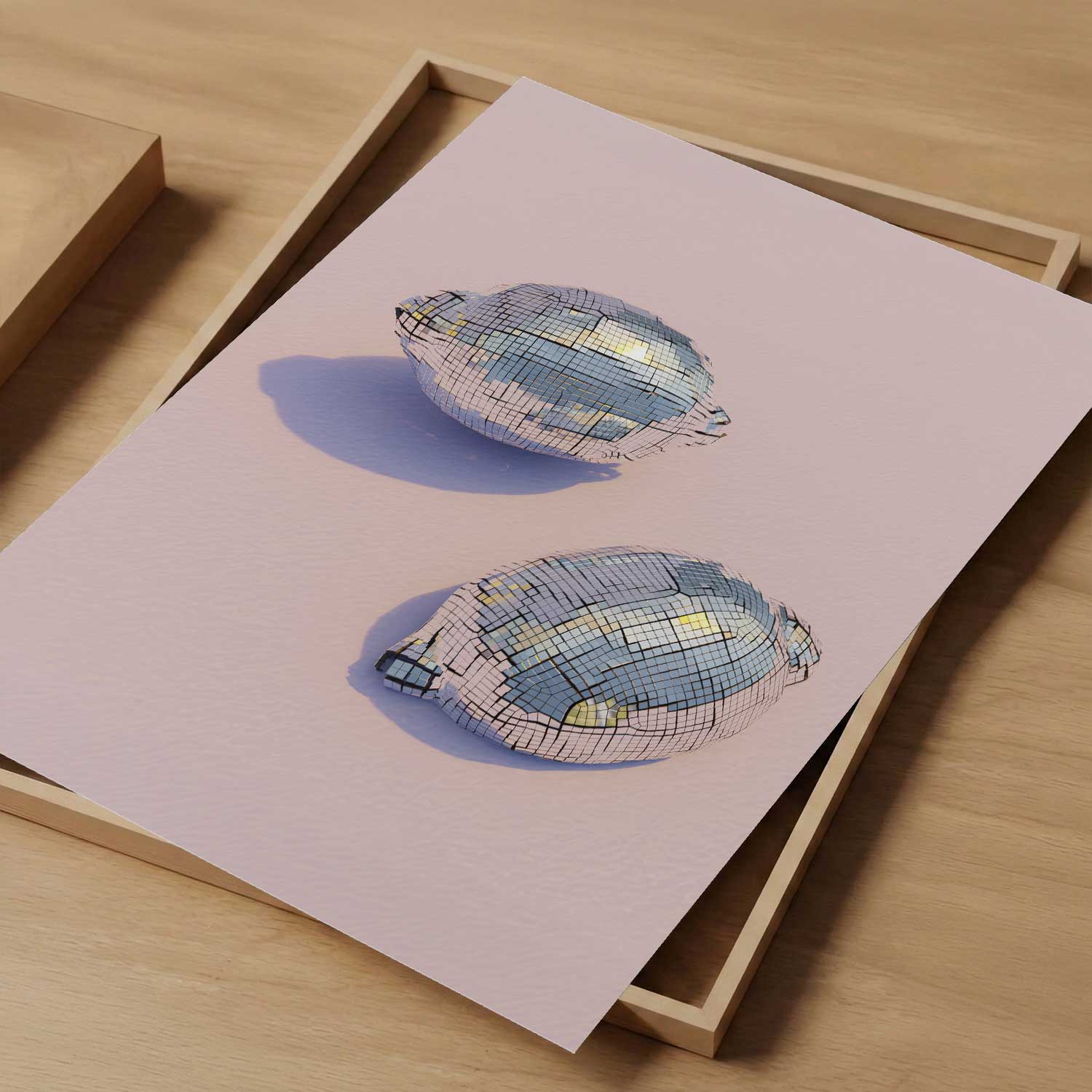 Silver Disco Lemons, Vertical, Art Print