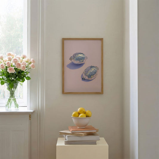 Silver Disco Lemons, Vertical, Framed Art