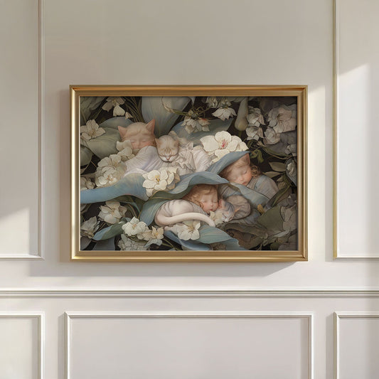Sleeping Newborn In White Forest Blooms II, Wall Art, Horizontal