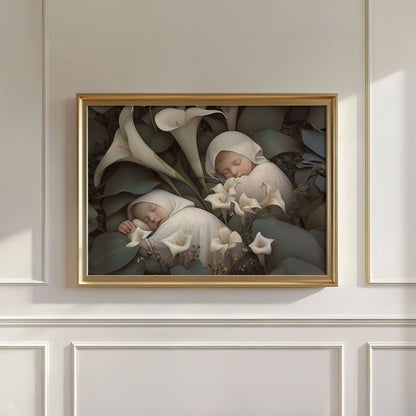 Sleeping Newborn In White Forest Blooms III, Wall Art, Horizontal