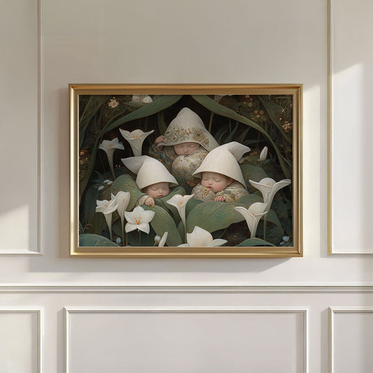 Sleeping Newborn In White Forest Blooms IV, Wall Art, Horizontal