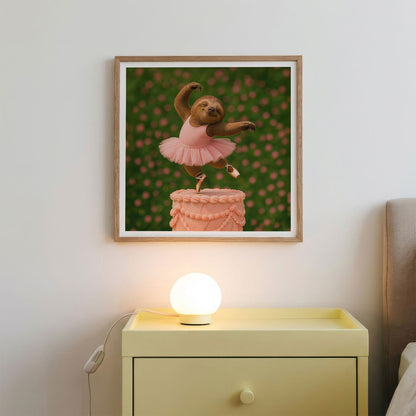 Sloth Ballerina, Square, Framed Art