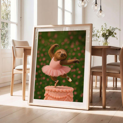 Sloth Ballerina, Vertical, Framed Art