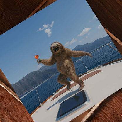 Sloth Yacht Party II, Square, Art Print