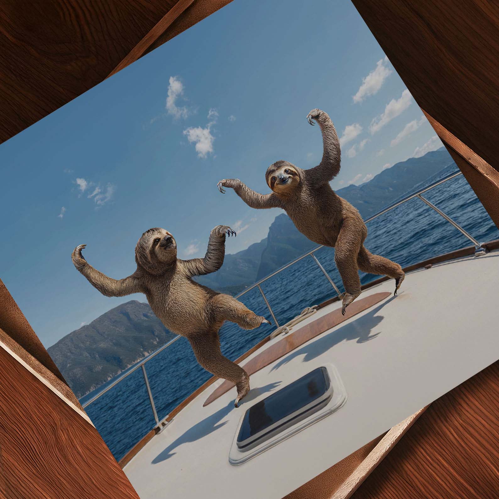 Sloth Yacht Party I, Square, Art Print
