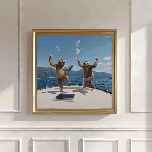 Sloth Yacht Party I, Square, Wall Art