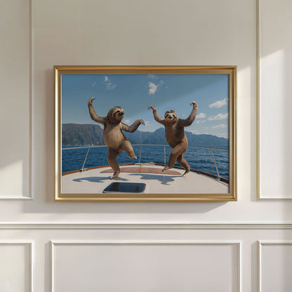 Sloth Yacht Party I, Horizontal, Wall Art