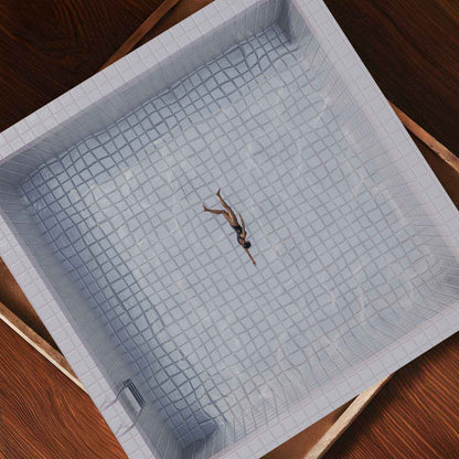 Solo Swimmer B, Square, Art Print