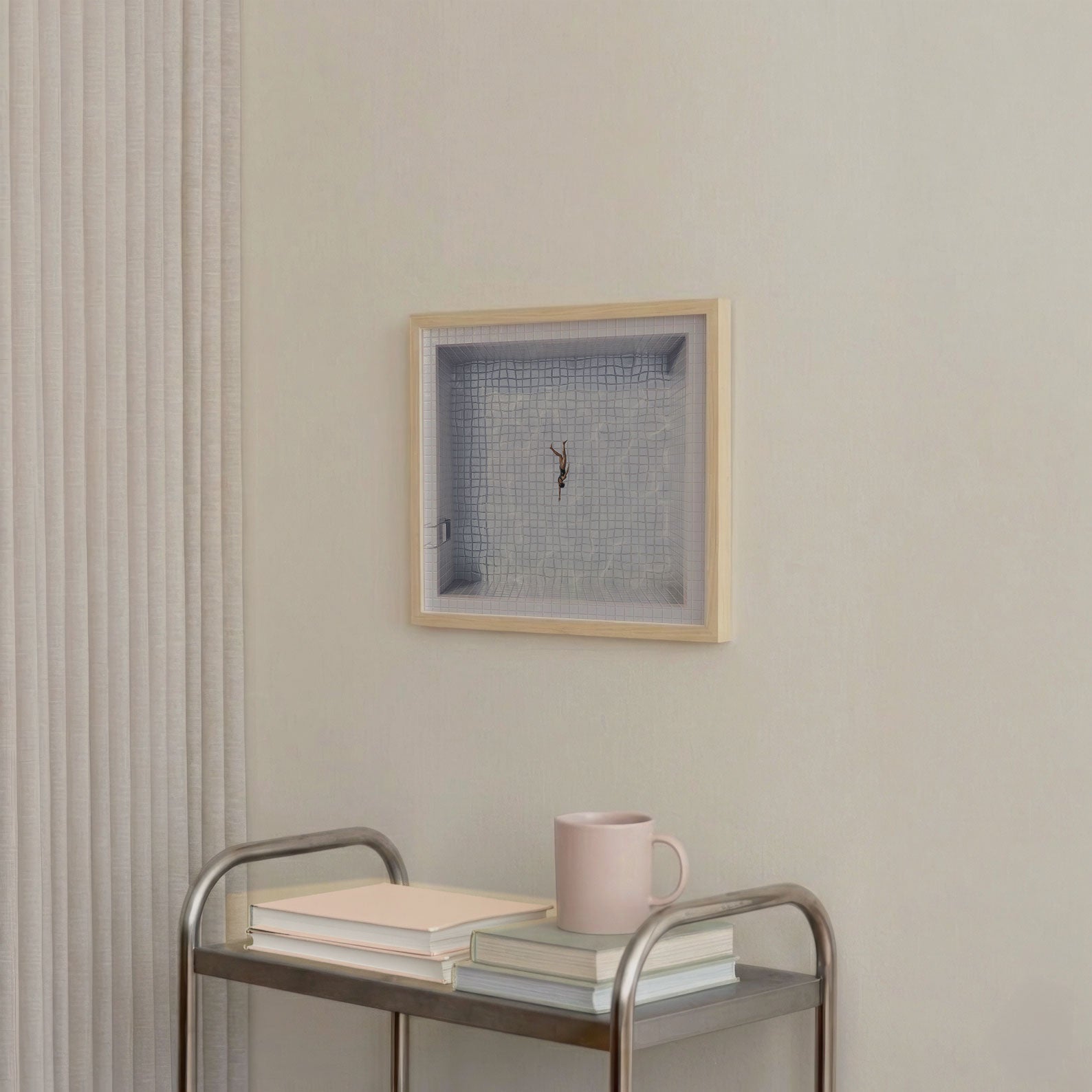 Solo Swimmer B, Square, Framed Art