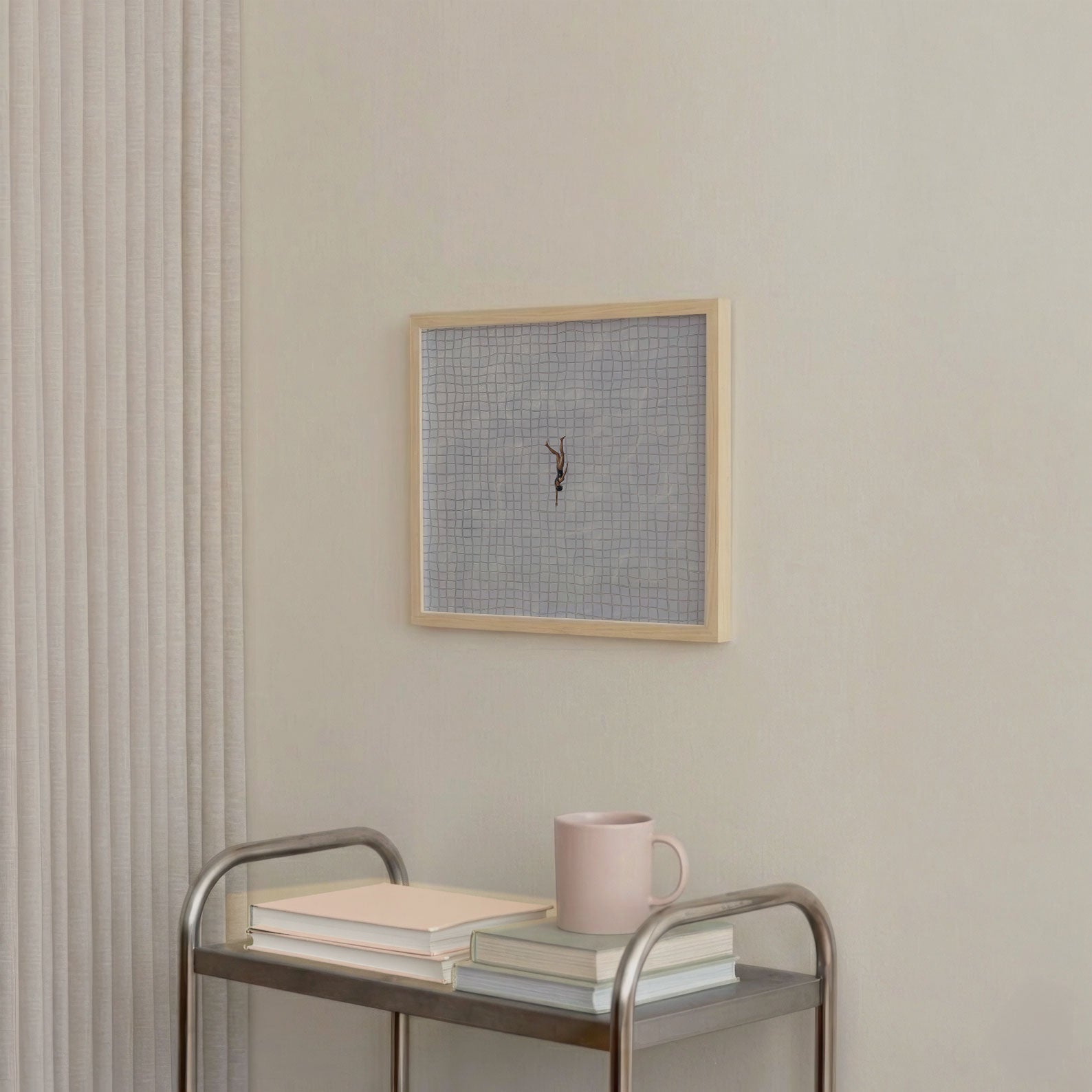 Solo Swimmer, Square, Framed Art