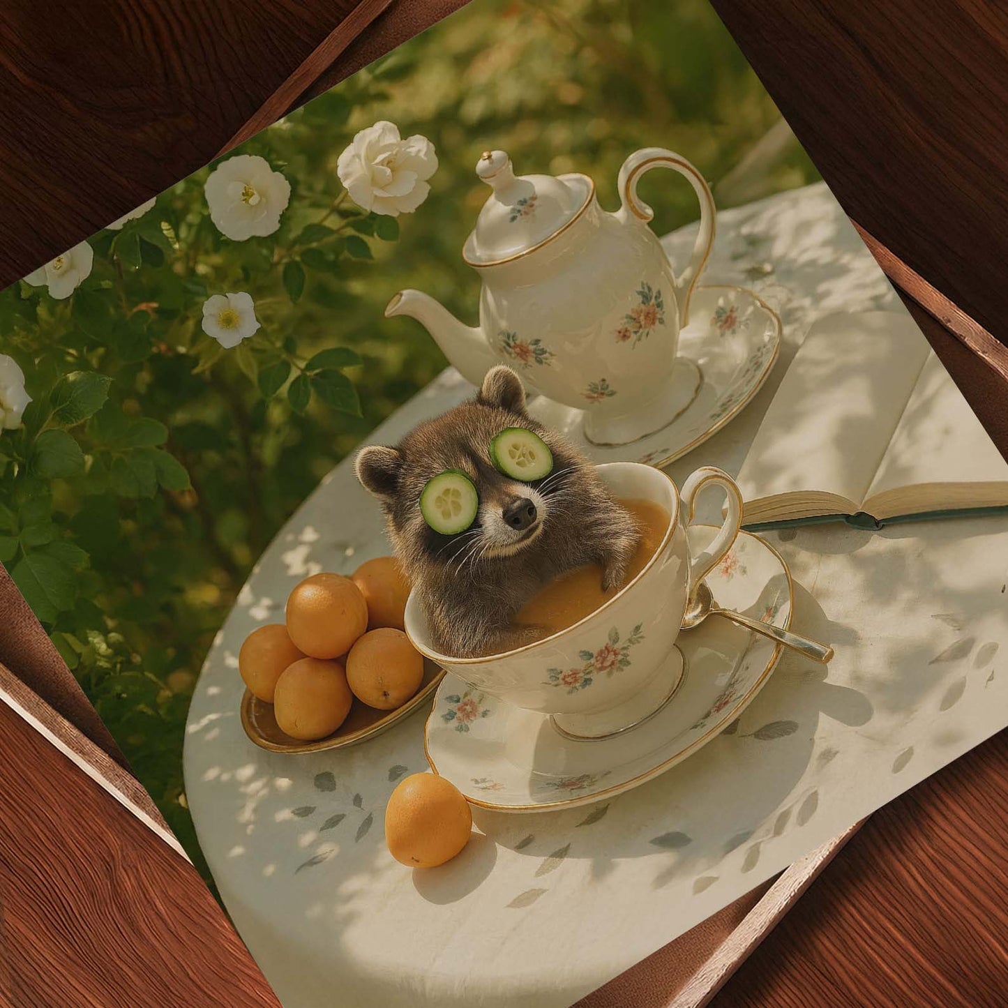 Spring Tea Time, Square, Art Print