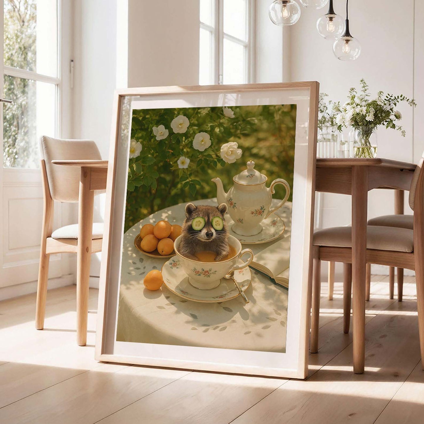 Spring Tea Time, Vertical, Framed Art