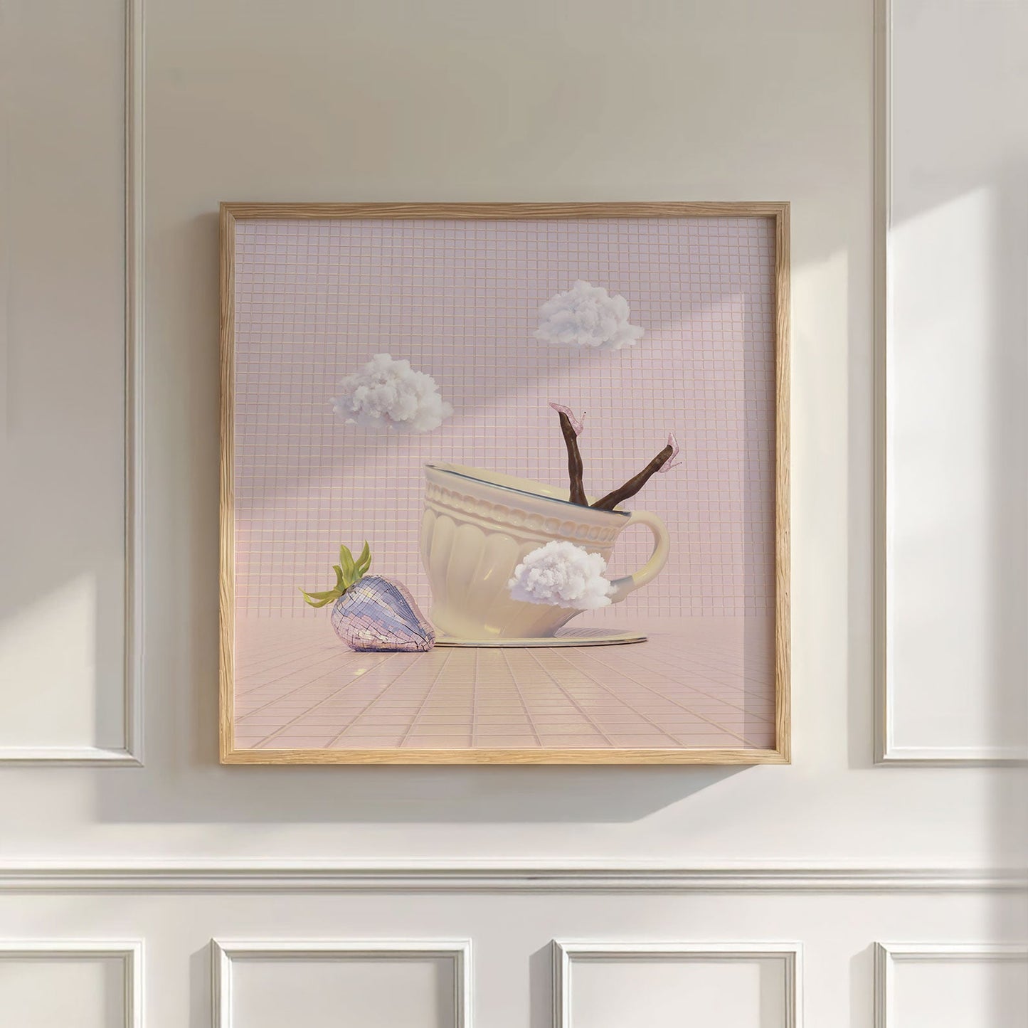 Strawberry Milk Solo, Square, Wall Art