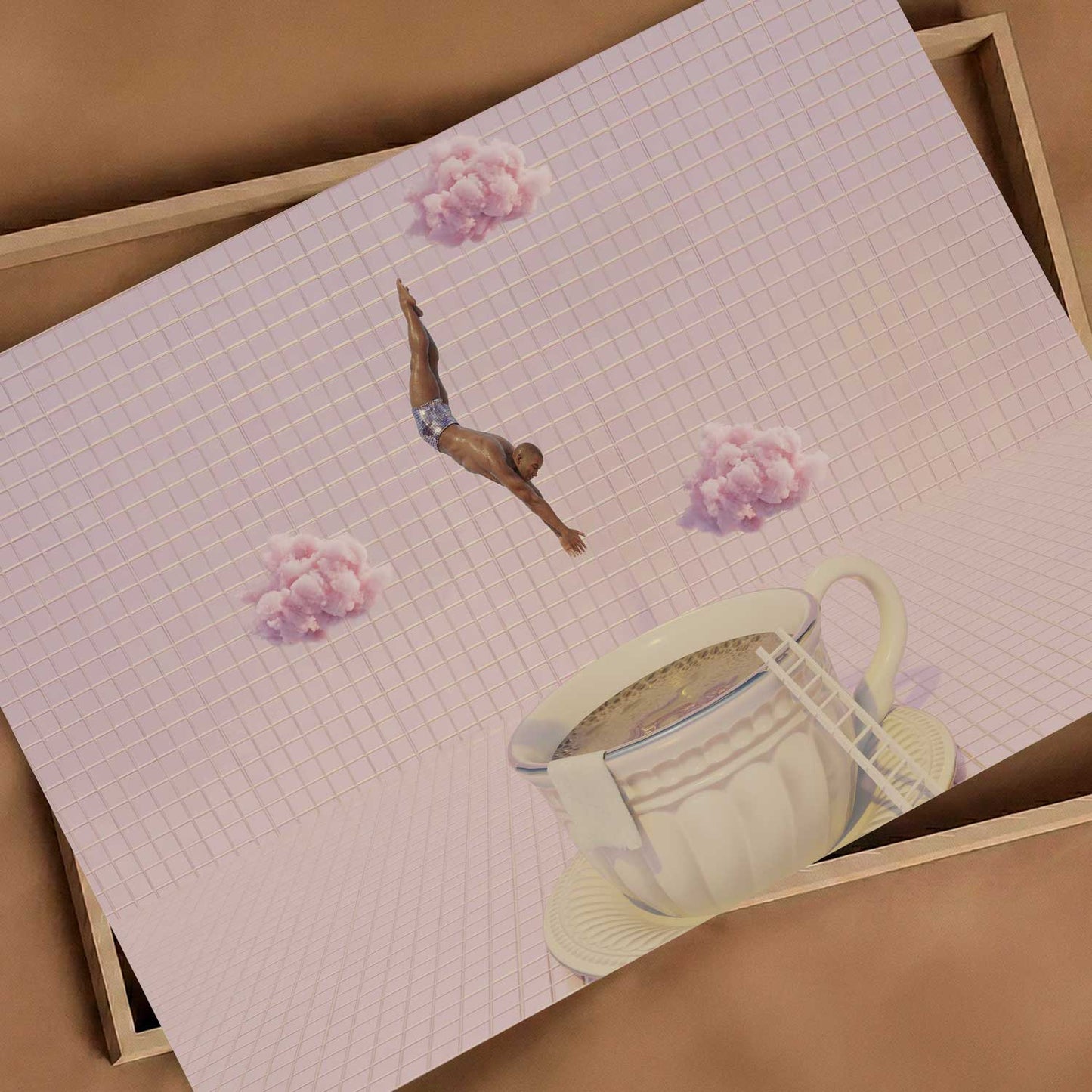 Strawberry Mousse Dive, Horizontal, Art Print