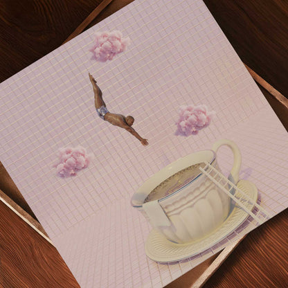 Strawberry Mousse Dive, Square, Art Print