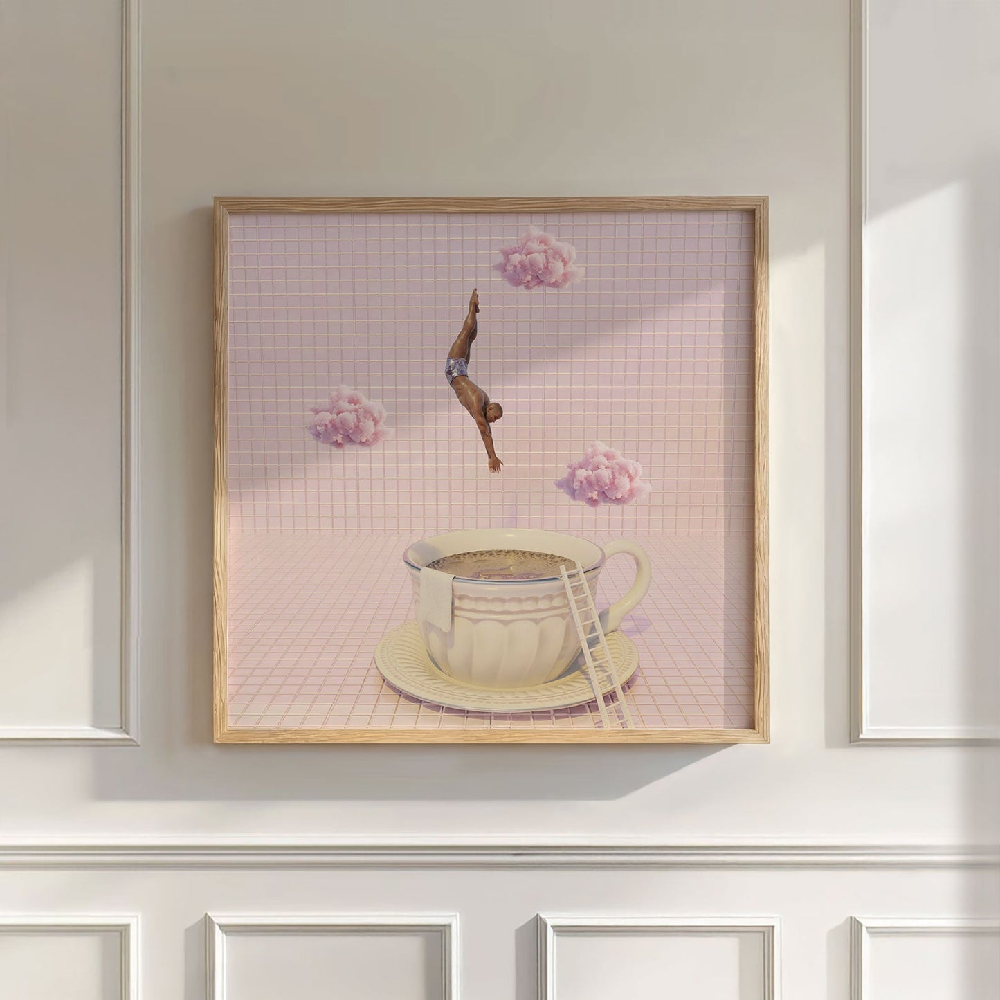 Strawberry Mousse Dive, Square, Wall Art