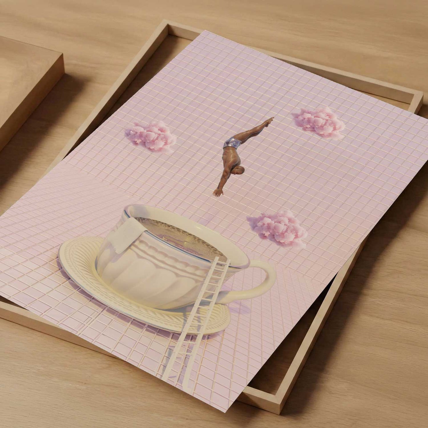 Strawberry Mousse Dive, Vertical, Art Print