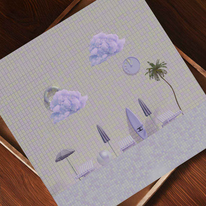 Summer Poolside, Square, Art Print