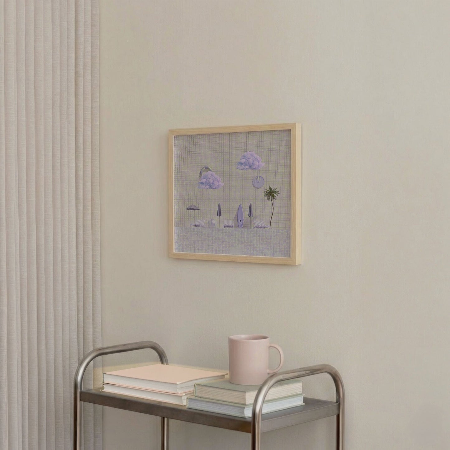 Summer Poolside, Square, Framed Art