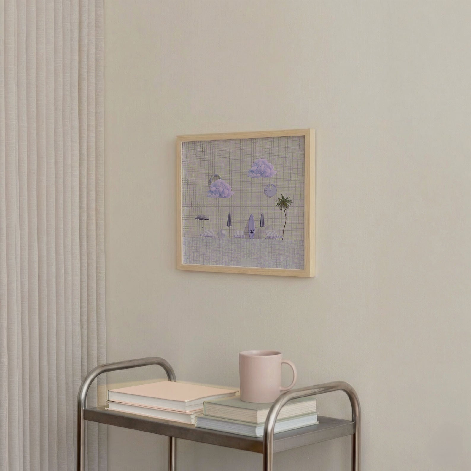 Summer Poolside, Square, Framed Art