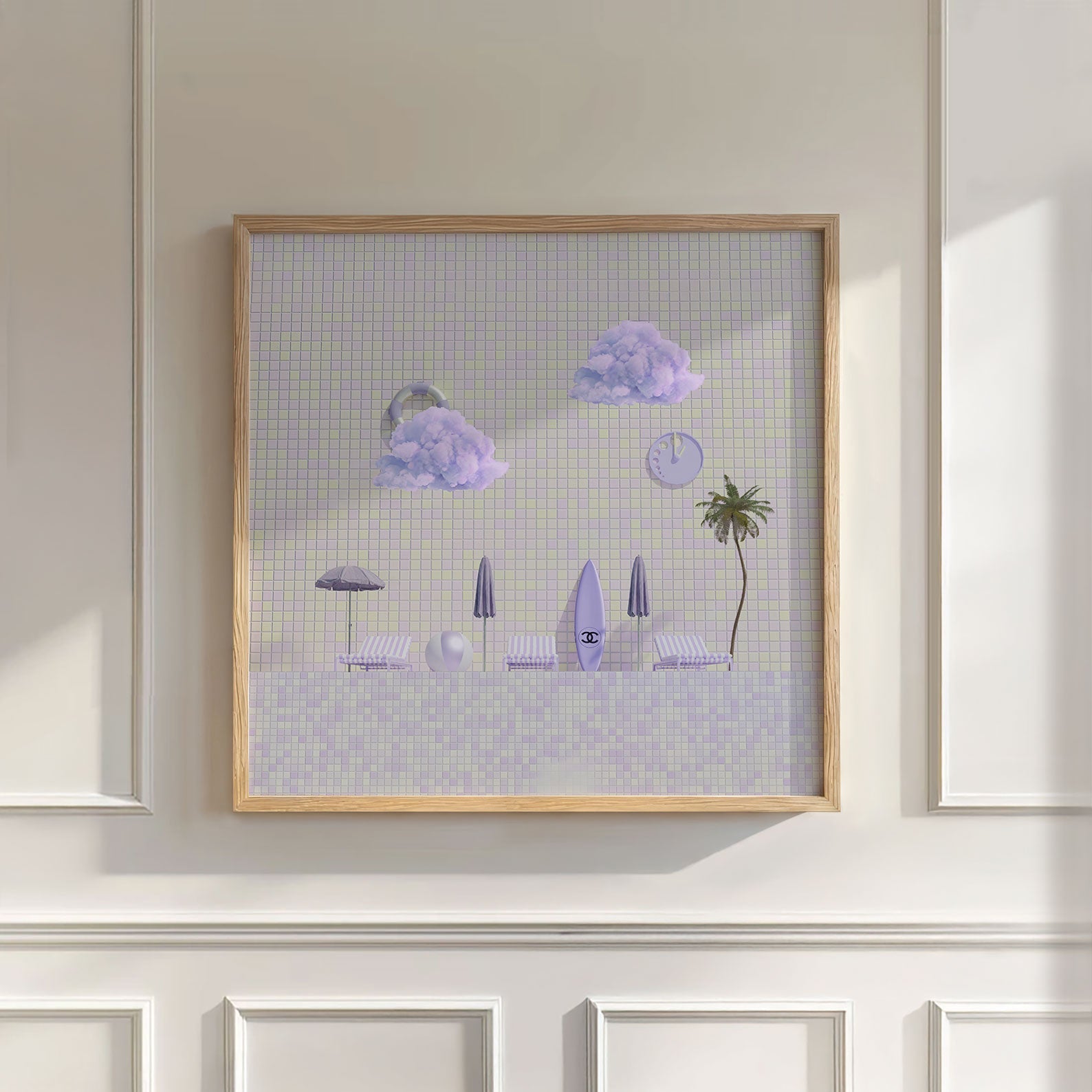 Summer Poolside, Square, Wall Art