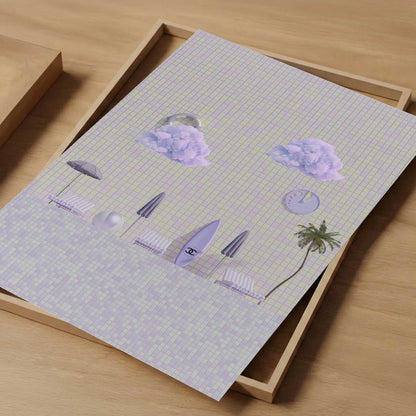 Summer Poolside, Vertical, Art Print