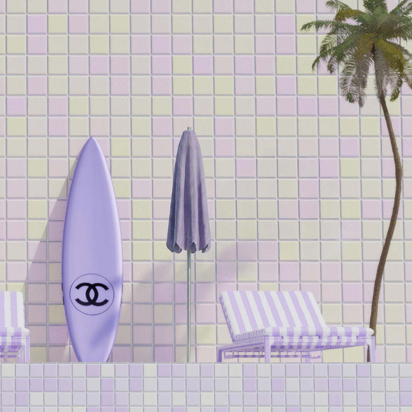 Extreme Close Up Detail Of Summer Poolside