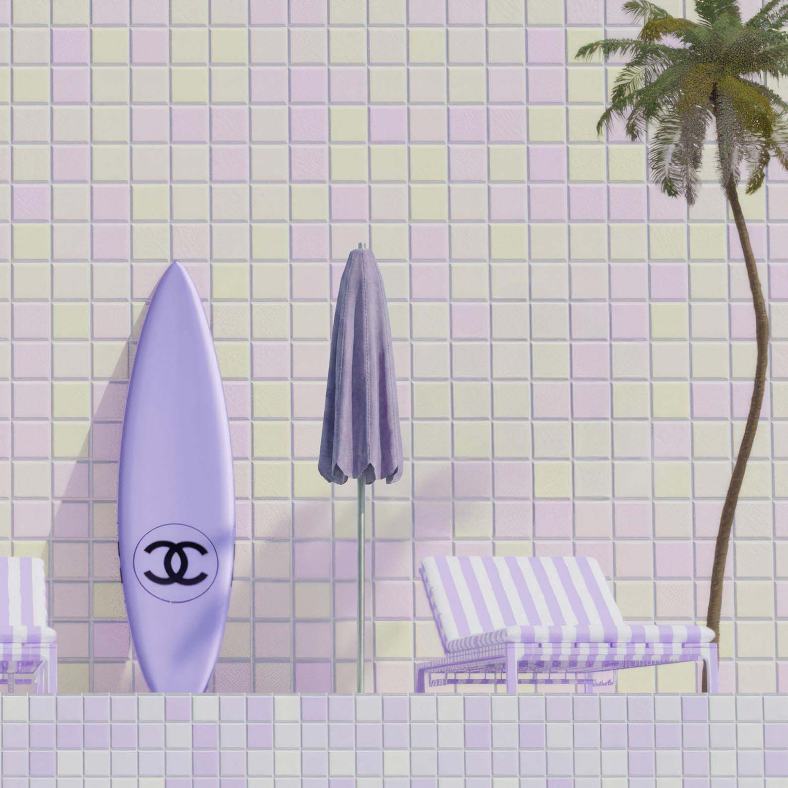 Extreme Close Up Detail Of Summer Poolside