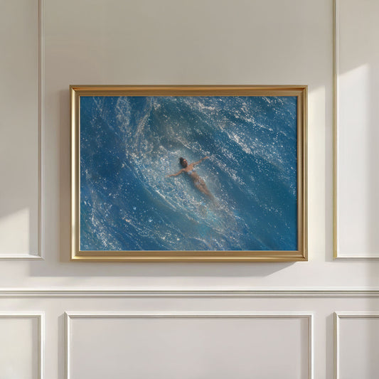 Swimmer In Ocean, Horizontal, Wall Art