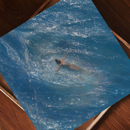Swimmer In Ocean, Square, Art Print