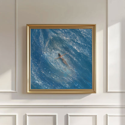 Swimmer In Ocean, Square, Wall Art