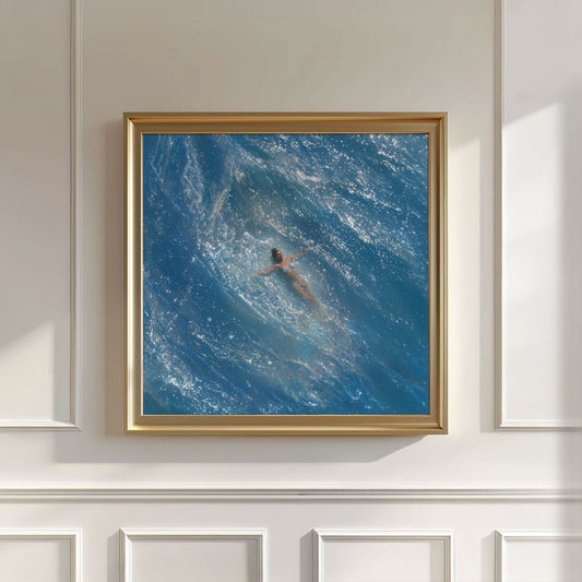 Swimmer In Ocean, Square, Wall Art