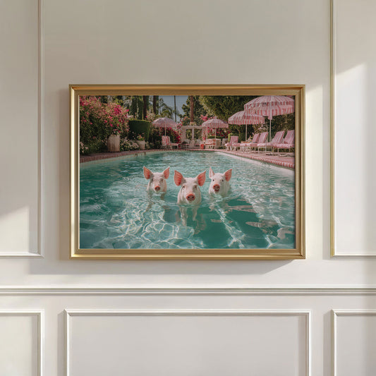 Swimming Piggies, Horizontal, Wall Art