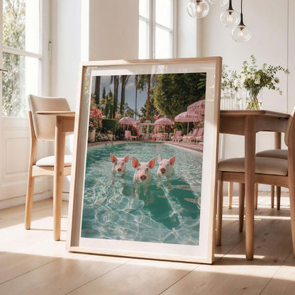 Swimming Piggies, Vertical, Framed Art