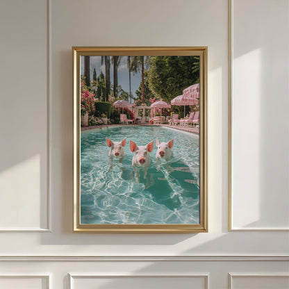 Swimming Piggies, Vertical, Wall Art