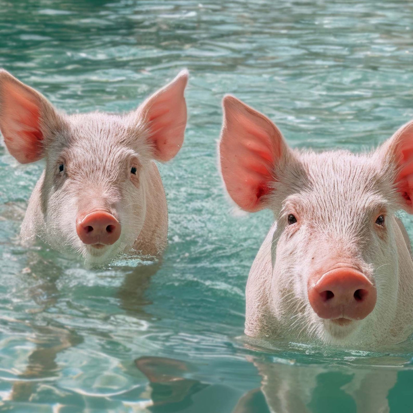 Extreme Close Up Detail Of Swimming Piggies