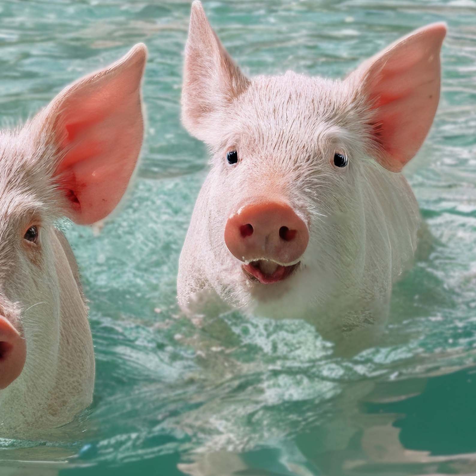 High Definition Print Quality Detail Of Swimming Piggies
