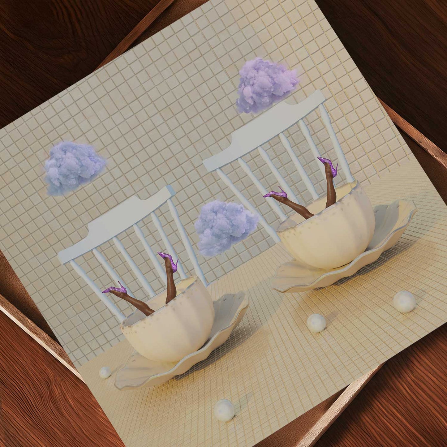 Taro Cloud Duet, Square, Art Print