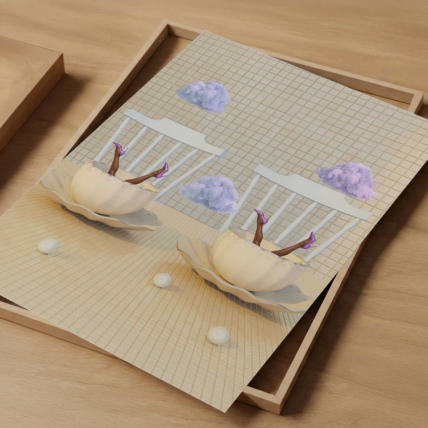 Taro Cloud Duet, Vertical, Art Print
