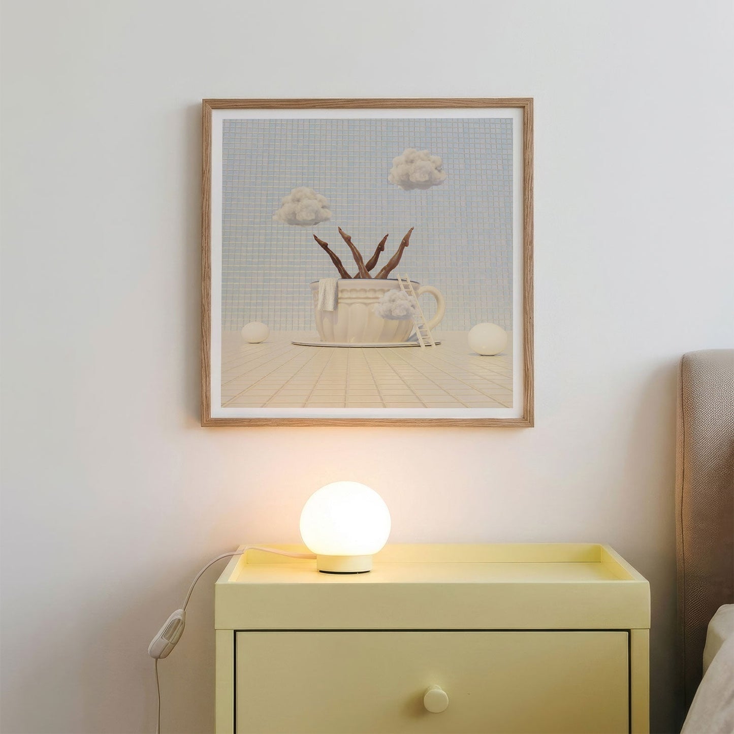 Vanilla Cloud Latte, Square, Framed Art