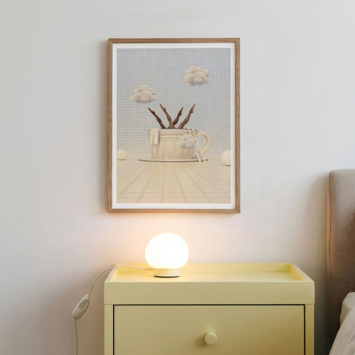 Vanilla Cloud Latte, Vertical, Framed Art