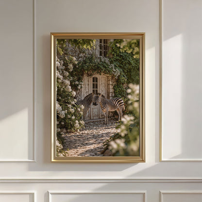 Whispering Zebras In The Garden, Vertical, Wall Art