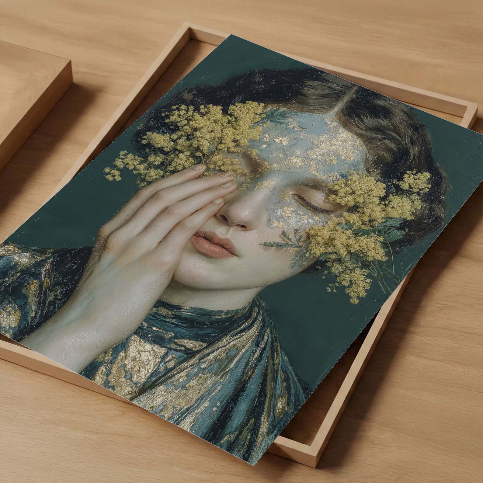 Woman With Flowers I, Vertical, Art Print