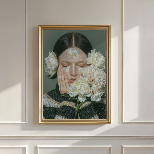 Woman With Flowers, Vertical, Wall Art