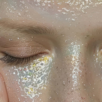 Extreme Close Up Detail Of Woman With Flowers