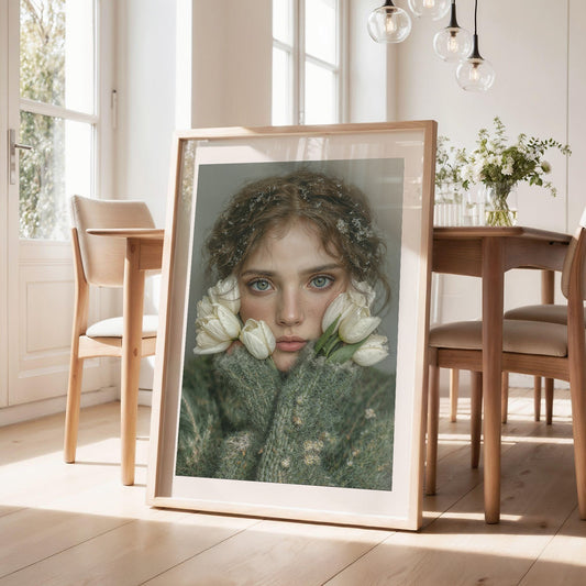 Woman with white Flowers