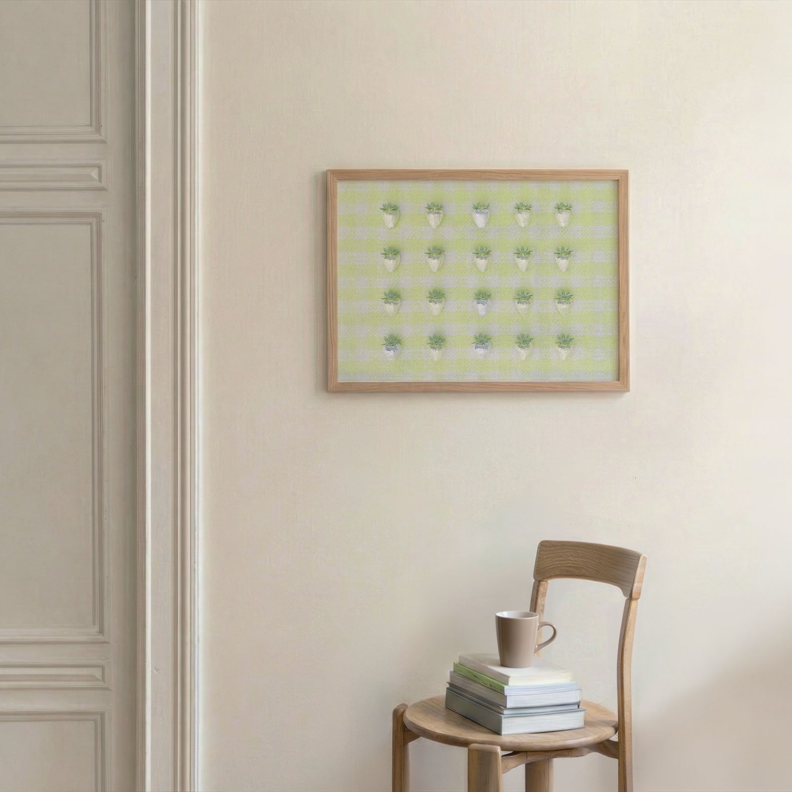 Yellow Disco Berry Grid, Horizontal, Framed Art