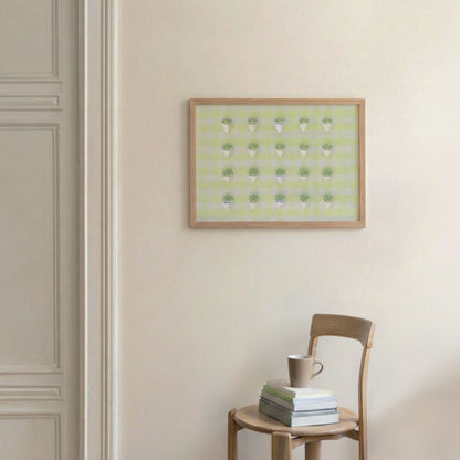 Yellow Disco Berry Grid, Horizontal, Framed Art