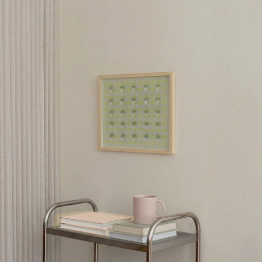 Yellow Disco Berry Grid, Square, Framed Art
