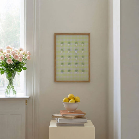 Yellow Disco Berry Grid, Vertical, Framed Art